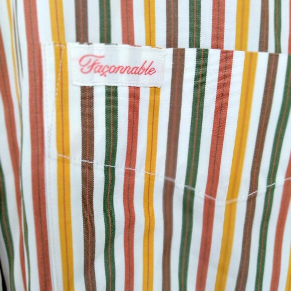 Faconnable Women's XL Striped Button Down Shirt Long Sleeve Cotton Made in USA - Picture 6 of 8